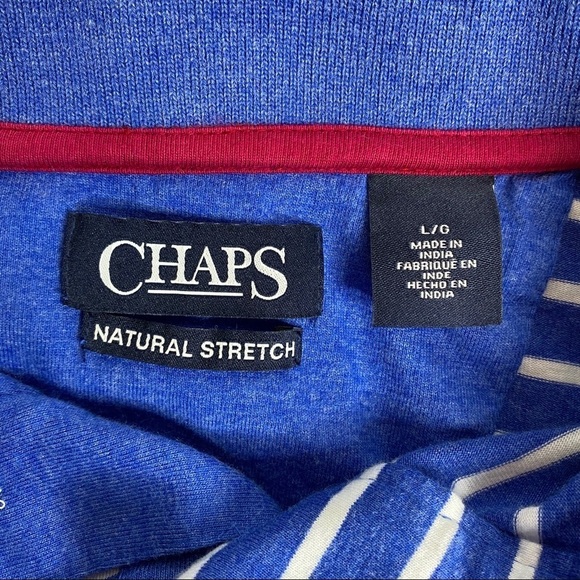 Chaps Natural Stretch Men’s Large Striped Polo - Picture 4 of 5